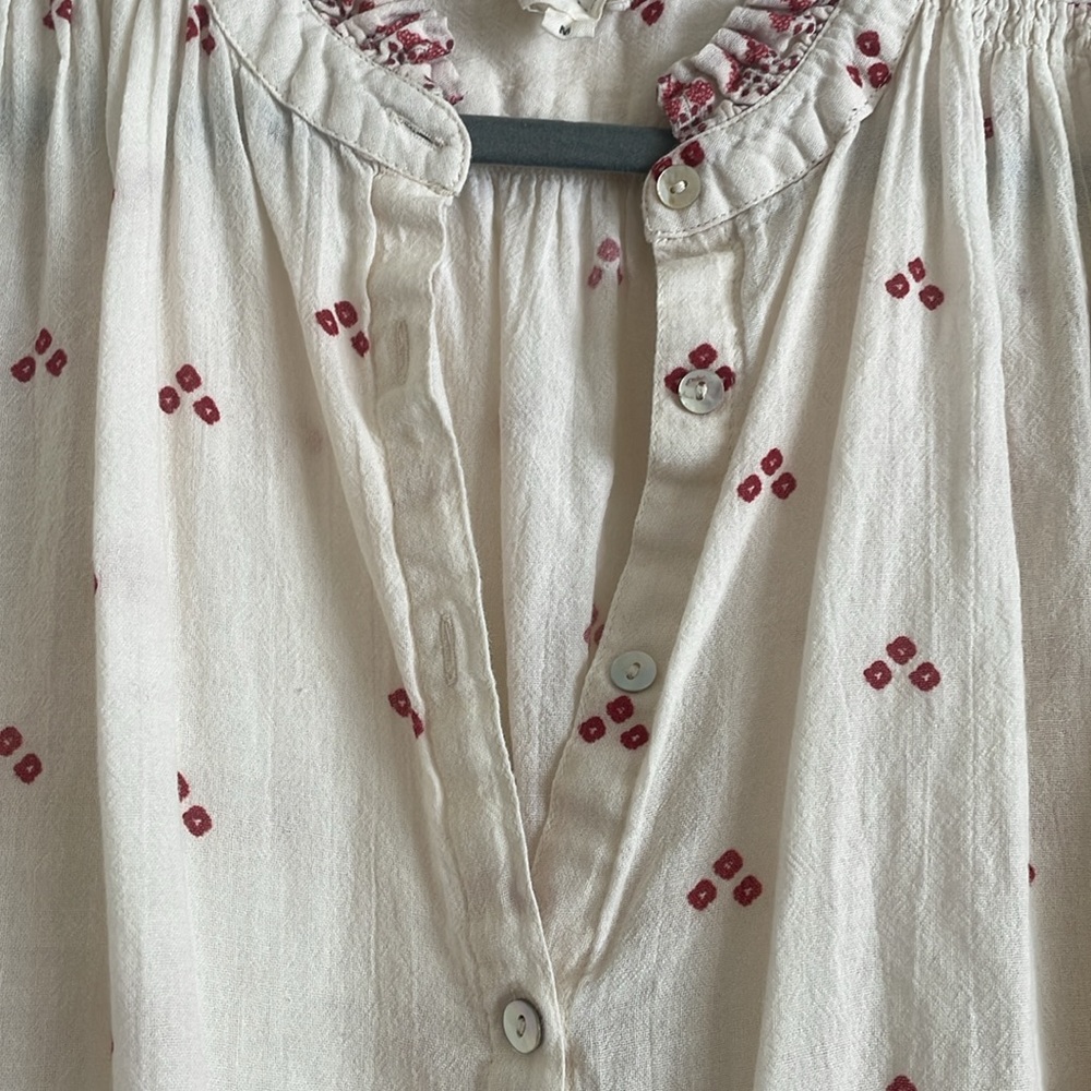 M.A.B.E SS button down ruffle sleeve blouse size M - Picture 4 of 8